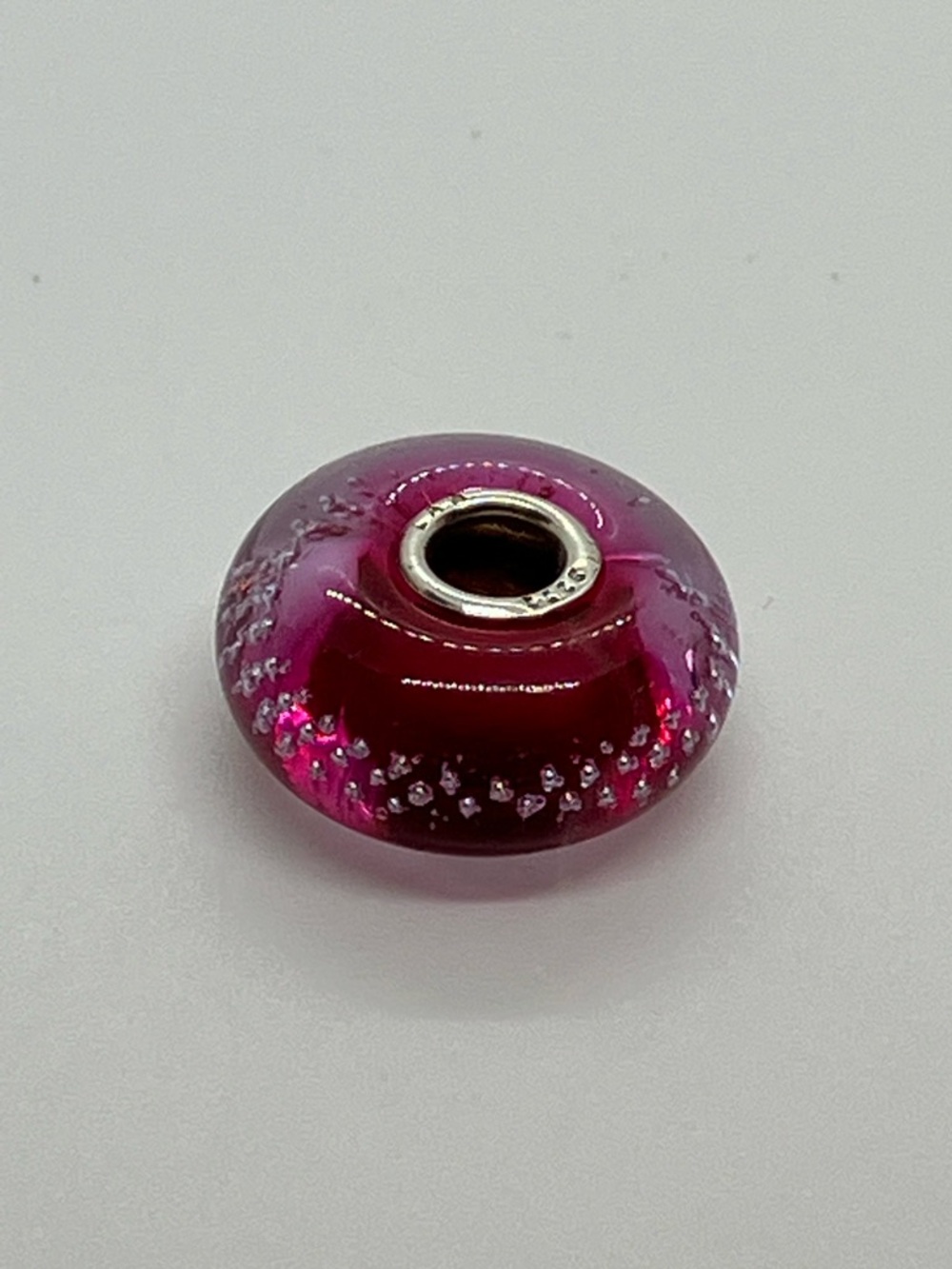 Trollbeads 925 LAA Trace Pink Murano Glass Charm Bead Retired
